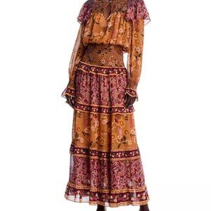 farm Rio- Smocked Long Sleeve Maxi Dress